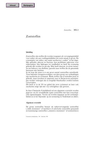 Zoetstoffen - Chemische Feitelijkheden