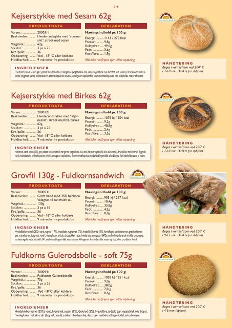 Produktkatalog - frossen brød og kager - Dk Trading