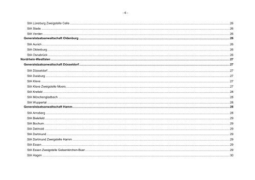 Anschriftenverzeichnis der Staatsanwaltschaften in der ...