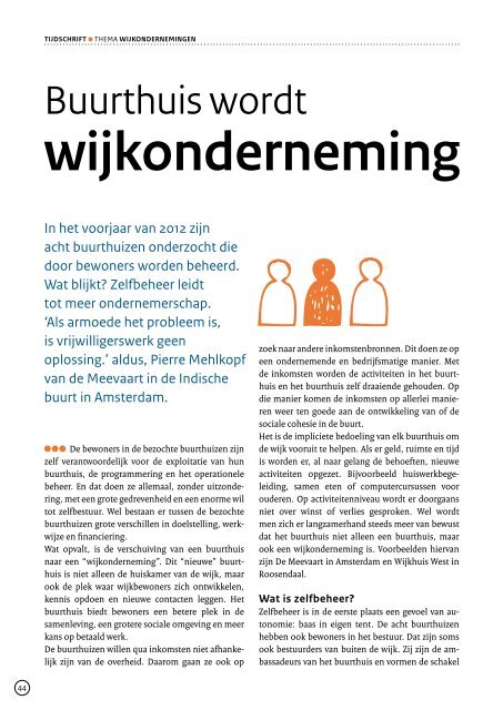 Wijkondernemingen. Tijdschrift over de - tijd voor samen