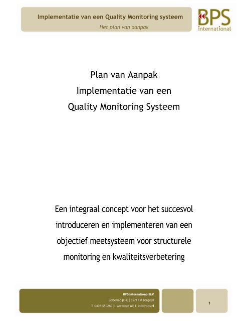 Plan van Aanpak Implementatie van een Quality Monitoring ... - Bps