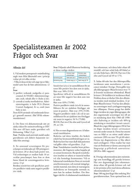 Skriftlig examination & facit 2002 - SFOG