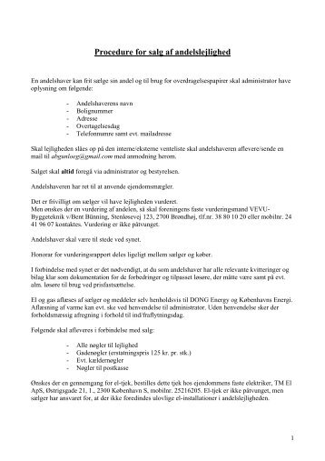 Procedure for salg af andelslejlighed - AB Gunløgs