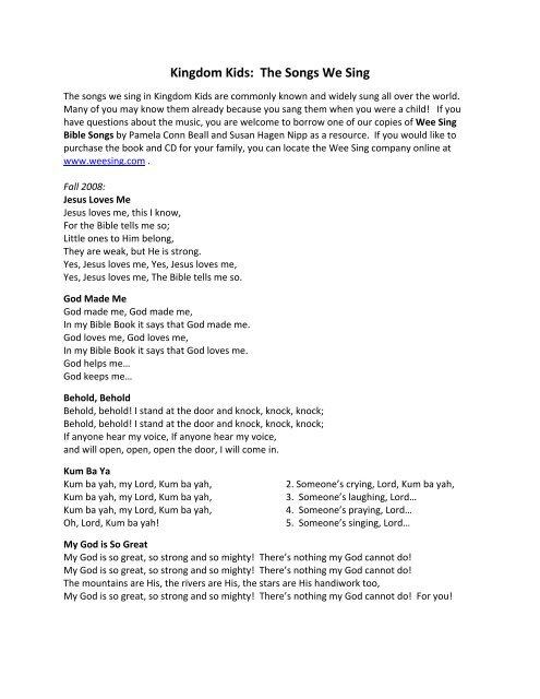 Kingdom Kids The Songs We Sing