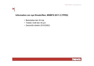 Information om nya föreskriften, MSBFS 2011:3 (TPED) - Inspecta