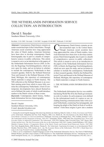 The Netherlands Information Service Collection: An Introduction