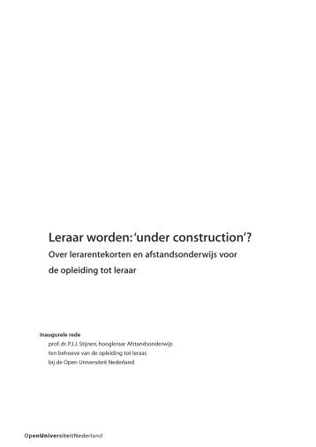 Leraar worden:'under construction'? - Open Universiteit Nederland