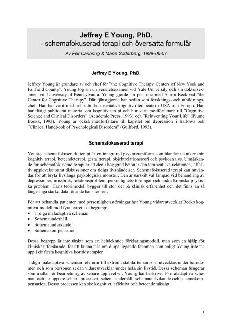 Schematerapi formulär Schematerapi formulär