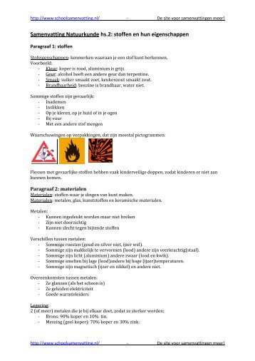 Samenvatting Natuurkunde hs.2: stoffen en hun eigenschappen