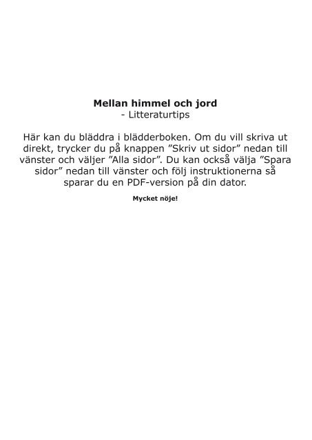 Mellan himmel och jord - Litteraturtips Här kan du 