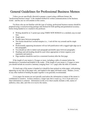 professional business memo example