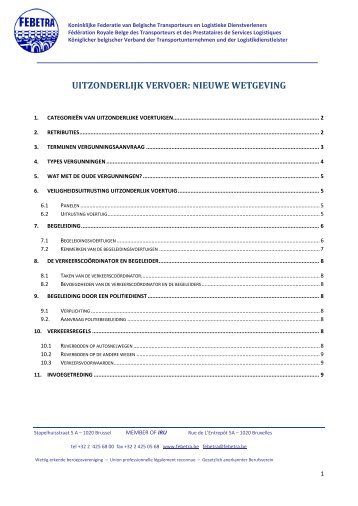 UITZONDERLIJK VERVOER: NIEUWE WETGEVING - Febetra