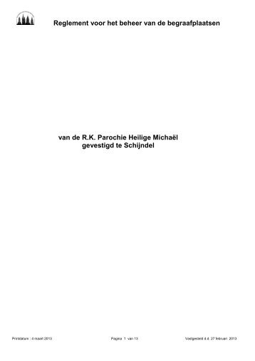 Reglement begraafplaatsen R.K. Parochie Heilige Michael