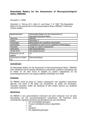 Repeatable Battery for the Assessment of Neuropsychological ...