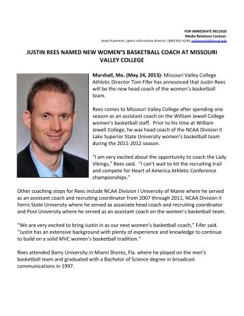 JUSTIN REES NAMED NEW WOMEN'S BASKETBALL COACH AT ...