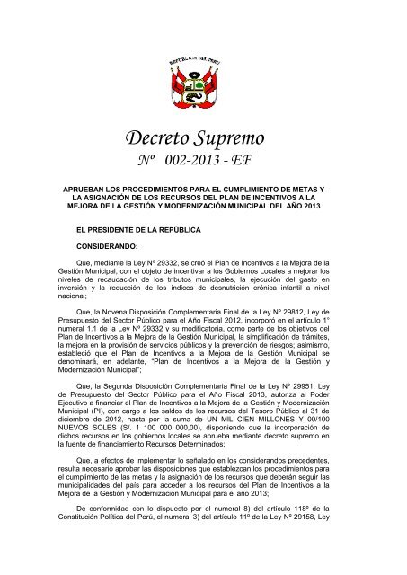 decreto supremo n° 002-2013-ef - Contraloría General de la ...