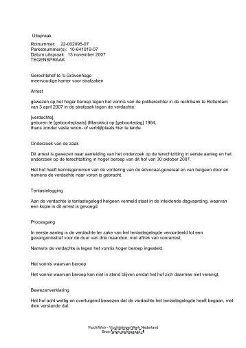 Uitspraak Rolnummer: 22-002095-07 Parketnummer(s): 10-641019 ...