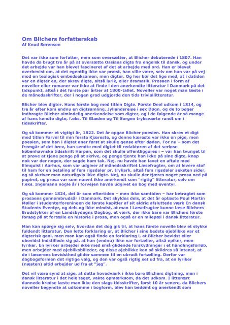 Om Blichers forfatterskab - Jan Thiemann