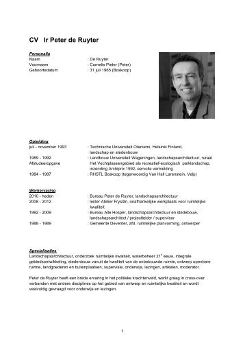 Download CV - Bureau Peter de Ruyter landschapsarchitectuur