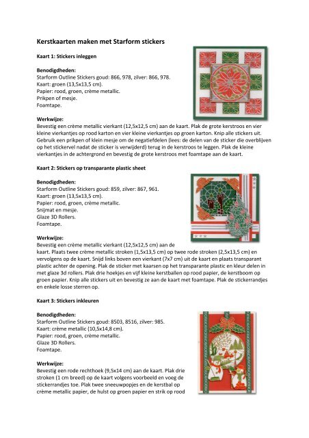 Wonderbaar Kerstkaarten maken met Starform stickers - Knotsgekke Kaarten- en BG-43