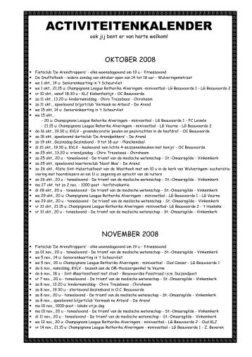 Activiteiten oktober, november en december 2008 - Beauvoorde