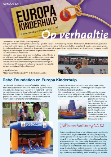 Op Verhaaltje van oktober 2011 - Europa Kinderhulp