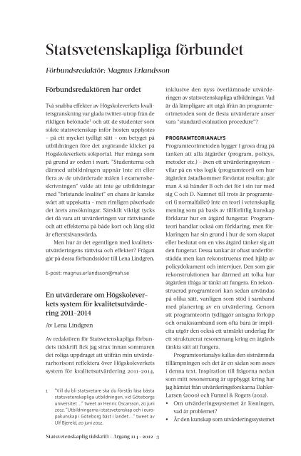 Helt nummer 2012/3 (PDF, 1387 kb) - Statsvetenskaplig tidskrift