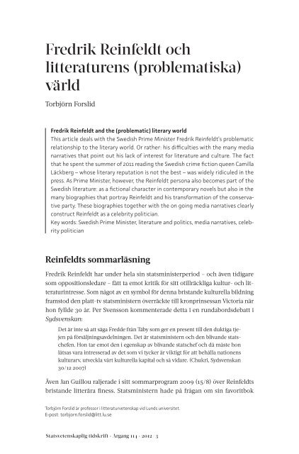Helt nummer 2012/3 (PDF, 1387 kb) - Statsvetenskaplig tidskrift
