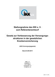 Stellungnahme IKK e. V. Versorgungsgesetz