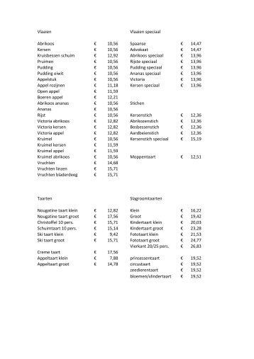 Vlaaien speciaal - Bakkerij Rooymans