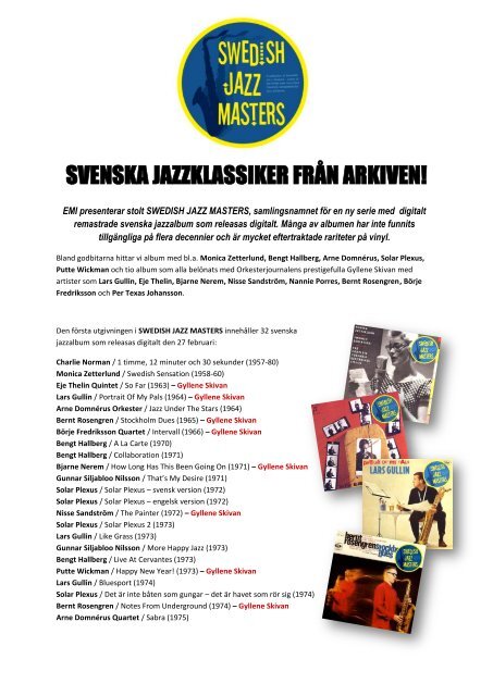 SVENSKA JAZZKLASSIKER FRÅN ARKIVEN! - Swedish Jazz Masters