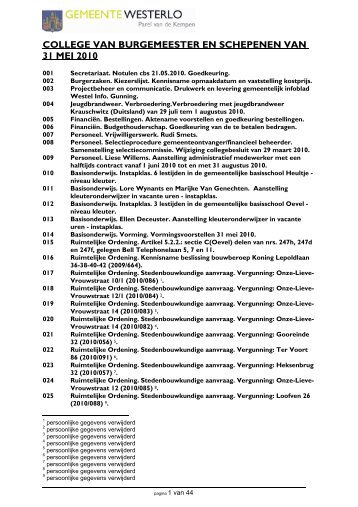 20100531 cbs verslag openbaar - Gemeente Westerlo