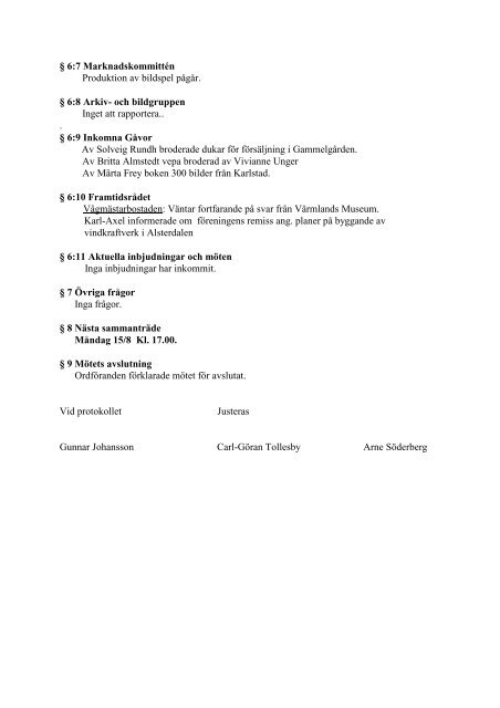 Protokoll nr:200 - Karlstads Hembygdsförening