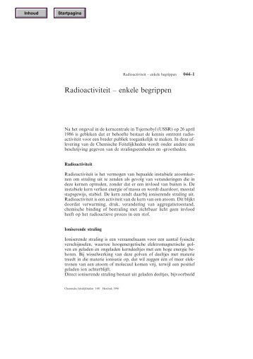 Radioactiviteit - enkele begrippen - Chemische Feitelijkheden
