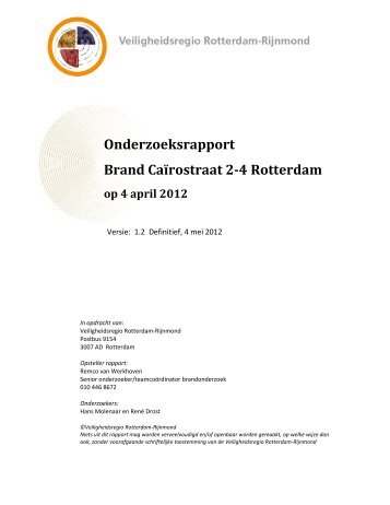 Onderzoeksrapport brand Cairostraat Rotterdam - Brandweer