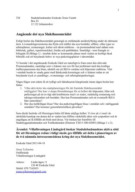 Slakthusområdet – brev till Stadsdelsnämnden - Villaföreningen ...