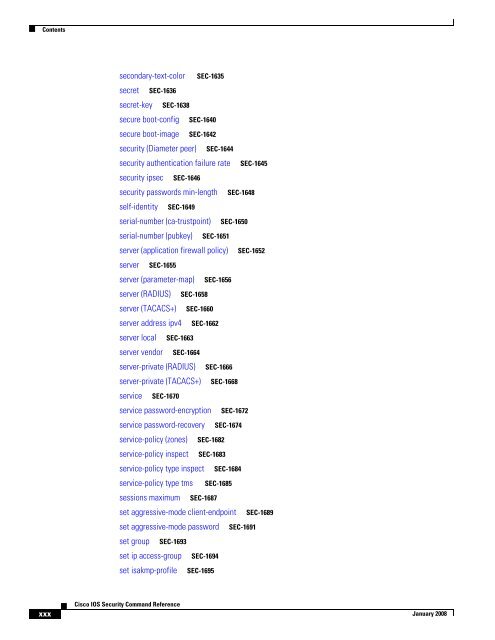 Cisco IOS Security Command Reference