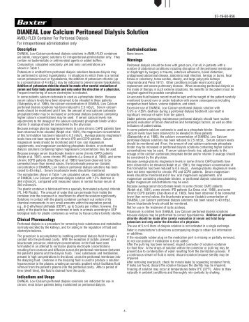 DIANEAL Low Calcium Peritoneal Dialysis Solution - Baxter