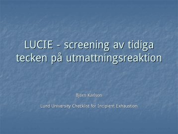 Screeninginstrument för tidiga tecken på utmattning, Björn Karlson