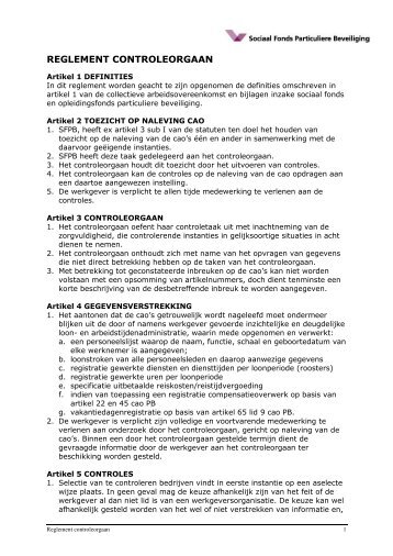 Reglement controleorgaan - Particuliere beveiliging