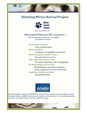 lees hier de nieuwsbrief - Mirtos Animal Project