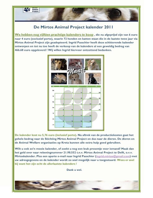 lees hier de nieuwsbrief - Mirtos Animal Project