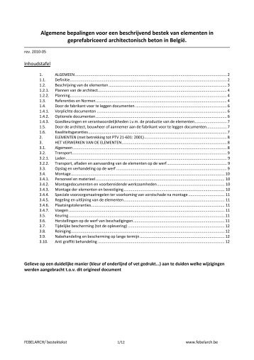 Algemene bepalingen voor een beschrijvend bestek van elementen ...
