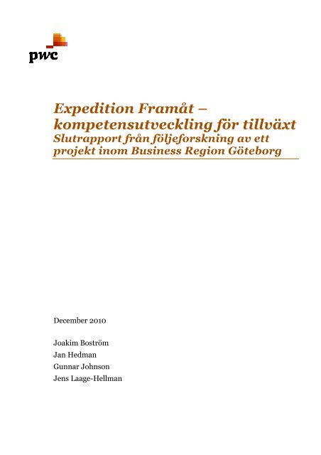 Slutrapport följeforskning Expedition Framåt, PWC - Business ...