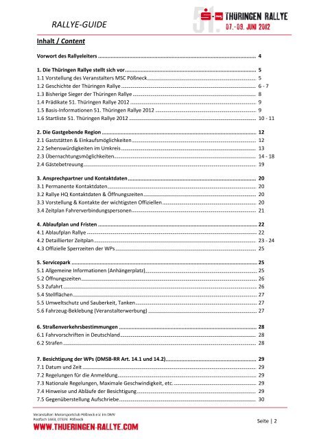 RALLYE-GUIDE - Thüringen Rallye