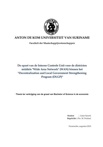 Rapport opzetten interne controle unit via DLGP WAN - Decentralisatie