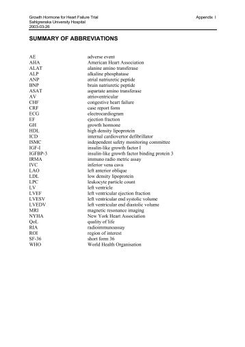 SUMMARY OF ABBREVIATIONS