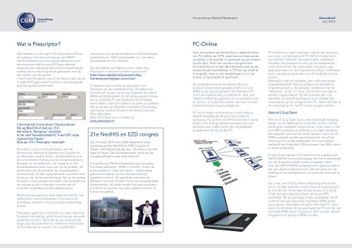 CGM Nederland Q3 Nieuwsbrief, Jul/2012 - CompuGroup Medical