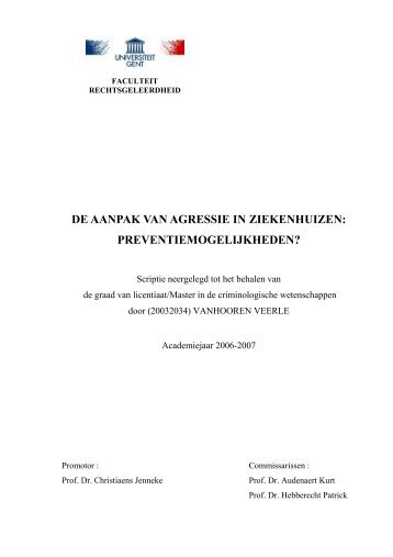 DE AANPAK VAN AGRESSIE IN ZIEKENHUIZEN ... - VSPF