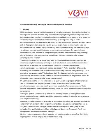 Notitie Complementaire Zorg - Verpleegkundigen & Verzorgenden ...